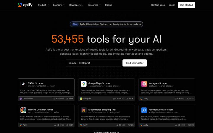 Screenshot of apify.com