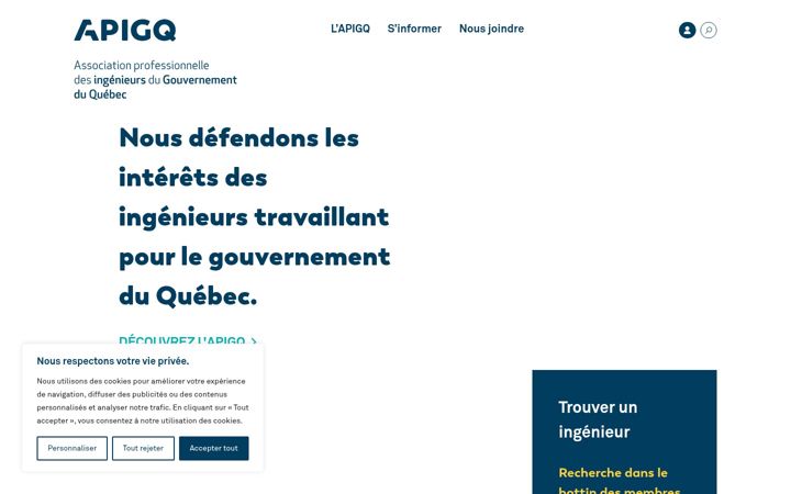 Snimka zaslona za apigq.qc.ca