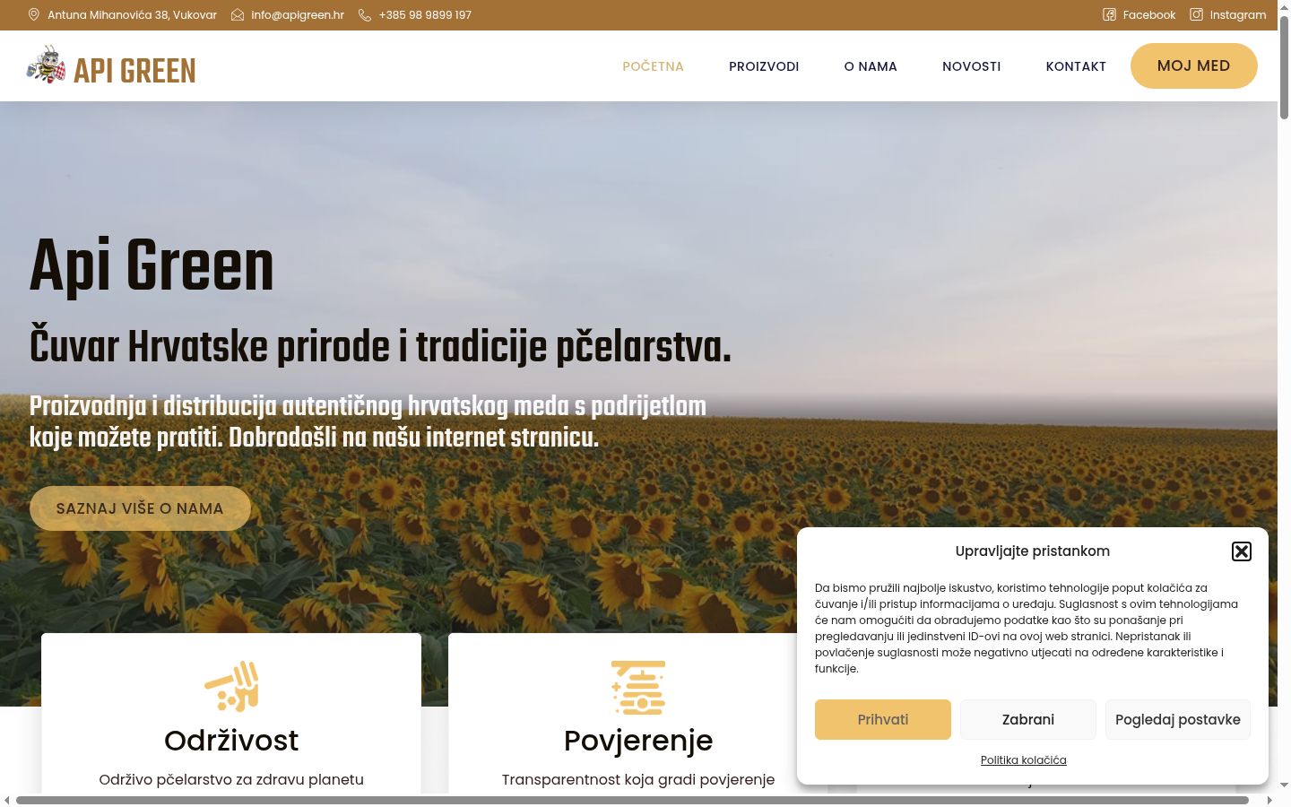 Screenshot del banner di consenso mostrato prima di qualsiasi interazione
