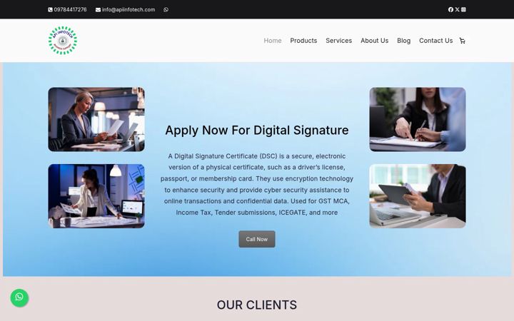Ekrano kopija apiinfotech.com