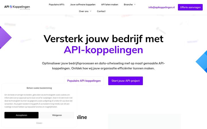 Skærmbillede af apikoppelingen.nl