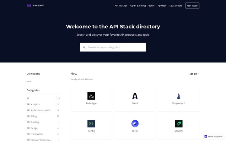 Screenshot of apistack.io