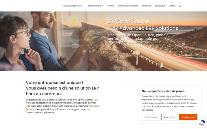 Screenshot of apiz-erp.com