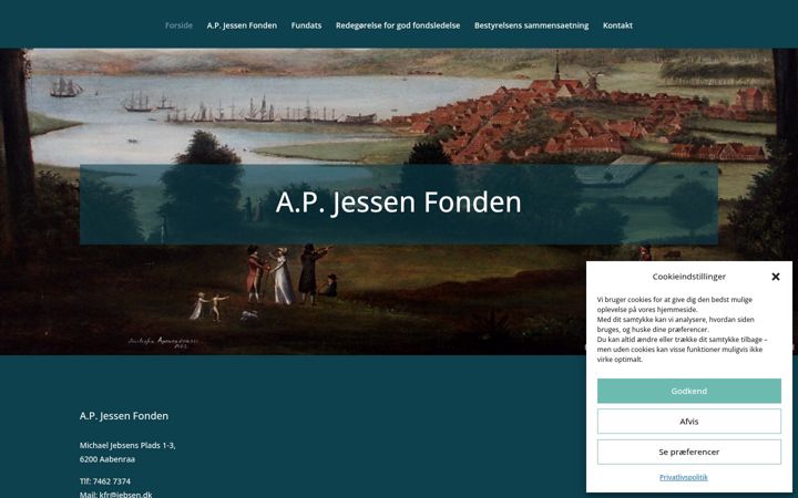 Ekrano kopija apjessenfonden.dk