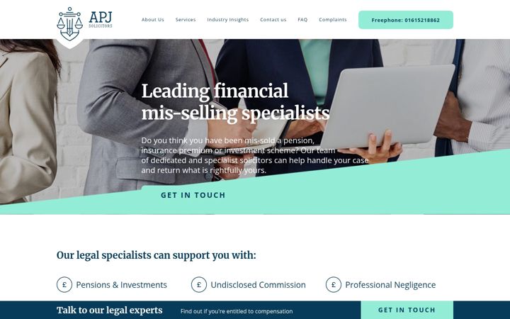 Screenshot of apjsolicitors.co.uk