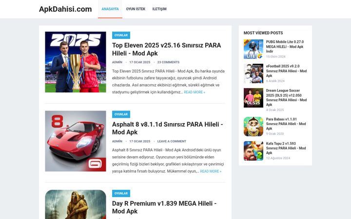 Screenshot of apkdahisi.com