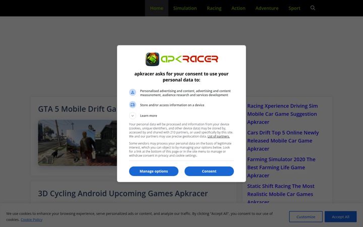 Screenshot of apkracer.com