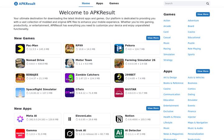 Screenshot of apkresult.io