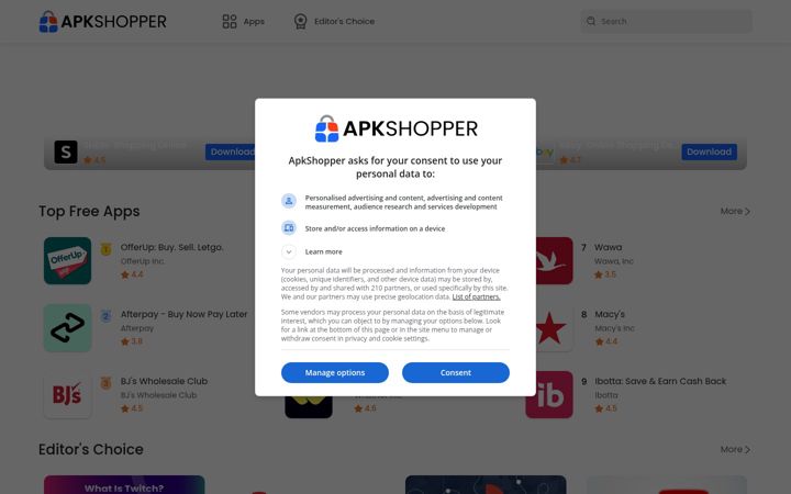 Screenshot of apkshopper.com