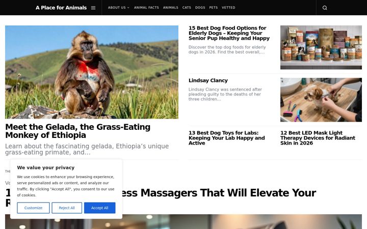 Screenshot of aplaceforanimals.com