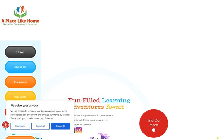 Screenshot of aplacelikehomechildcare.com