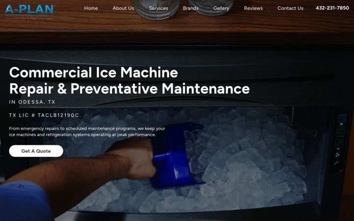 Screenshot of aplanrefrigeration.com