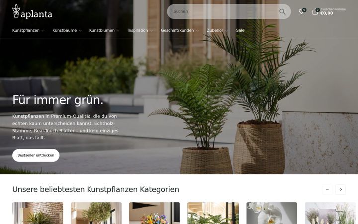 Skærmbillede af aplanta-kunstpflanzen.ch