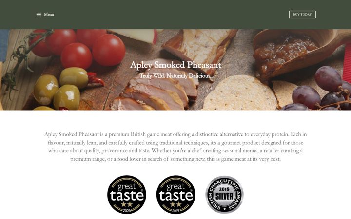 Screenshot of apleysmokedpheasant.net