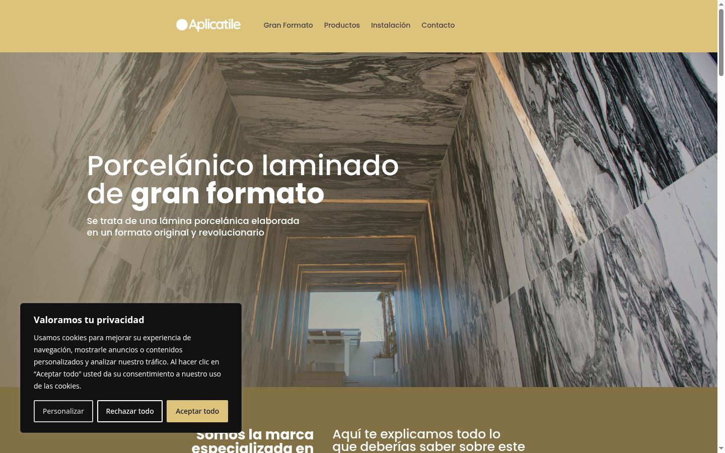 Captura de pantalla del banner de consentimiento mostrado antes de cualquier interacción