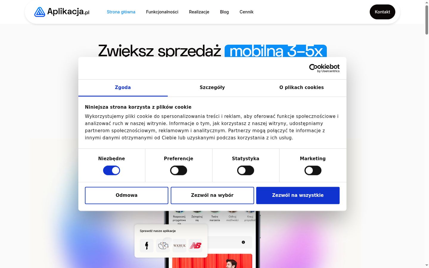 Screenshot del banner di consenso mostrato prima di qualsiasi interazione