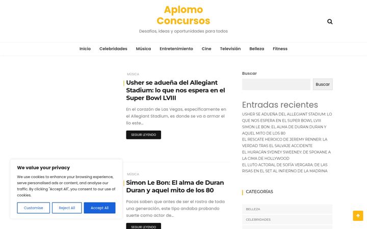 Screenshot of aplomoconcursos.com