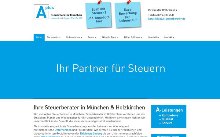 Screenshot of aplus-steuerberatung.com