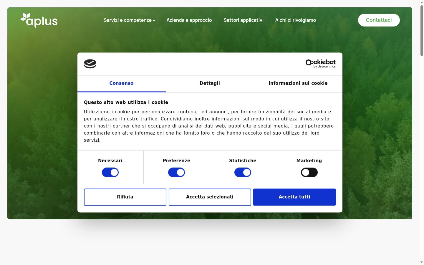 Captura de ecrã do banner de consentimento apresentado antes de qualquer interação