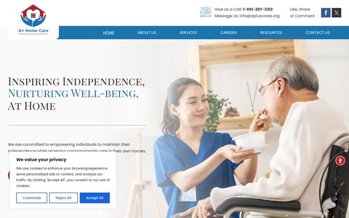 Screenshot of apluscares.org