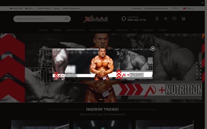 Screenshot of aplusnutrition.com.tr