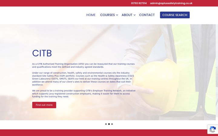 Skærmbillede af aplussafetytraining.co.uk