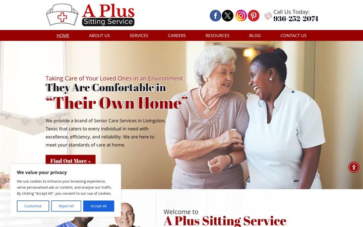Screenshot of aplussittingservice.com