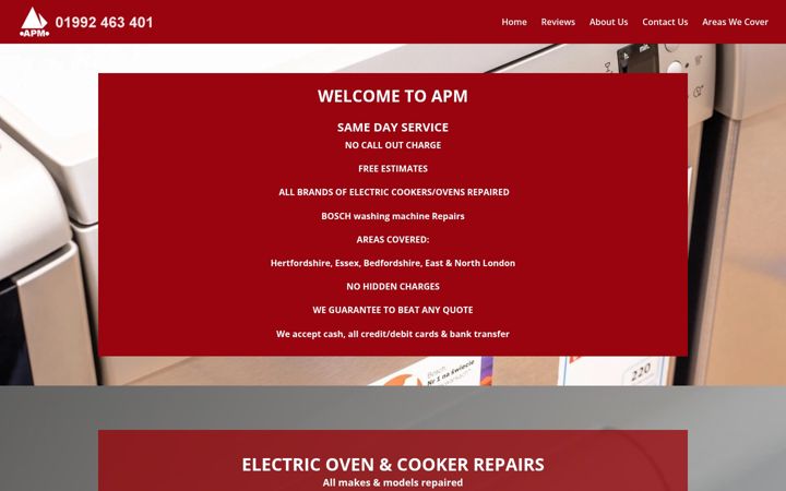 Screenshot of apmdomesticappliances.co.uk