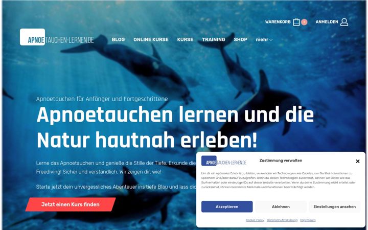Screenshot of apnoetauchen-lernen.de