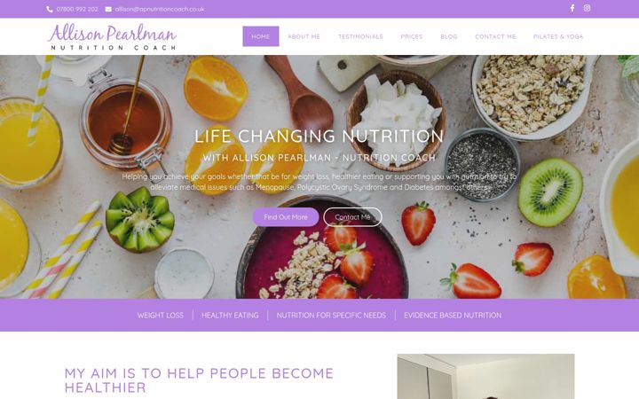 Screenshot of apnutritioncoach.co.uk