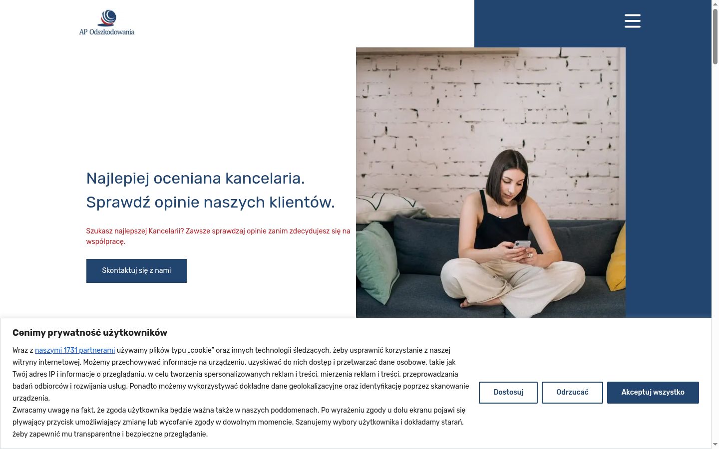 Screenshot of the consent banner shown before any interaction