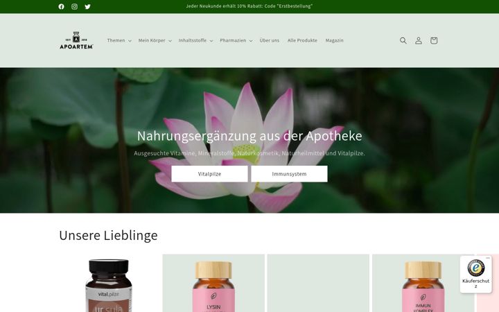 Screenshot of apoartem.de