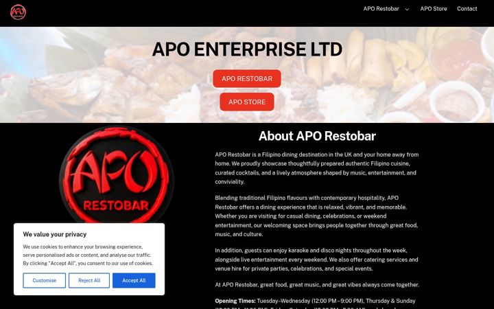 Screenshot of apoenterpriseltd.com