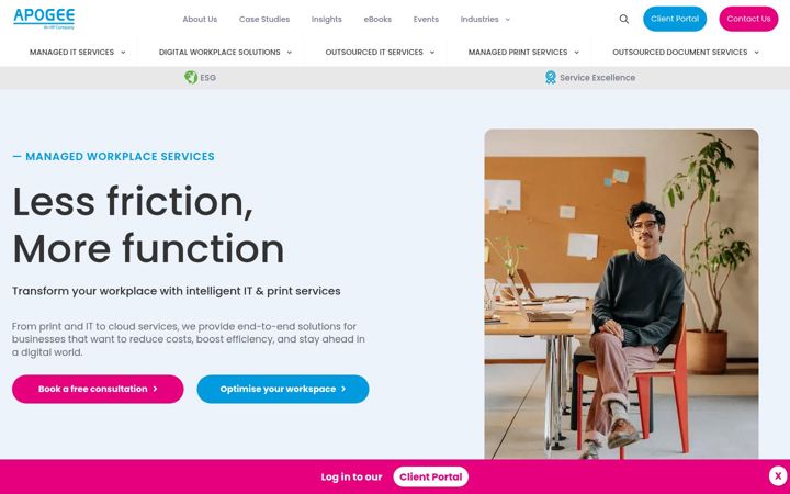 Екранна снимка на apogeecorp.com