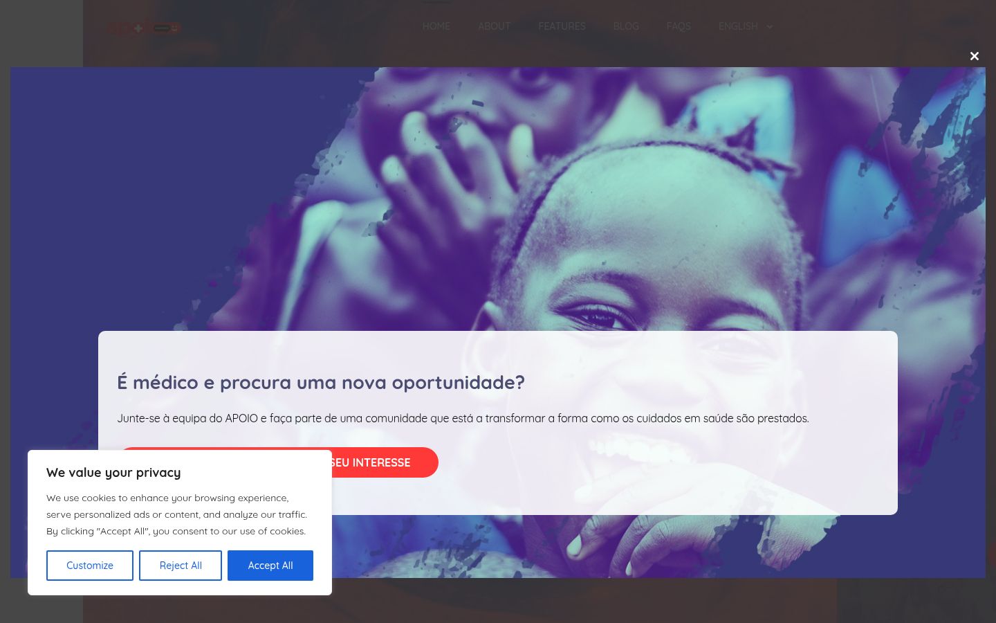 Ekrānuzņēmums ar piekrišanas baneri, kas tika rādīts pirms jebkādas mijiedarbības