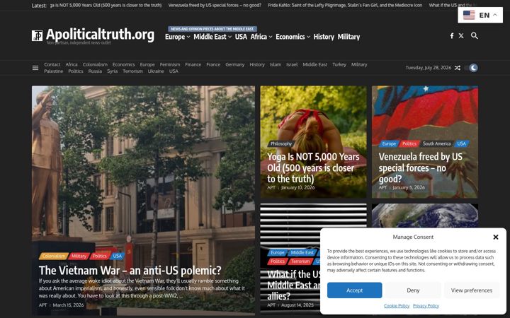 Screenshot ta' apoliticaltruth.org