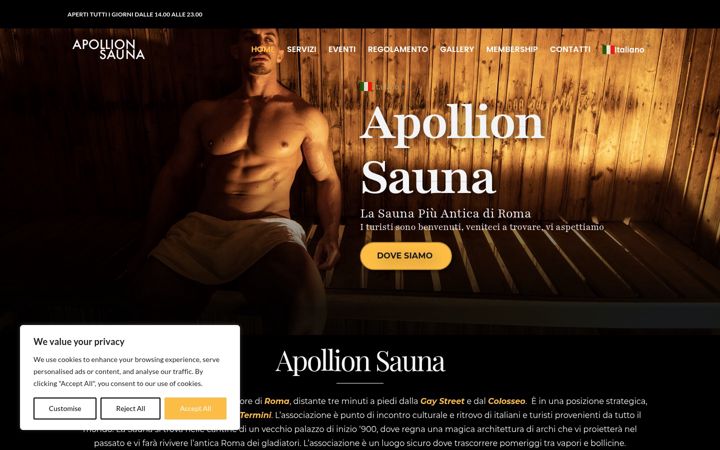 Screenshot von apollionsauna.it