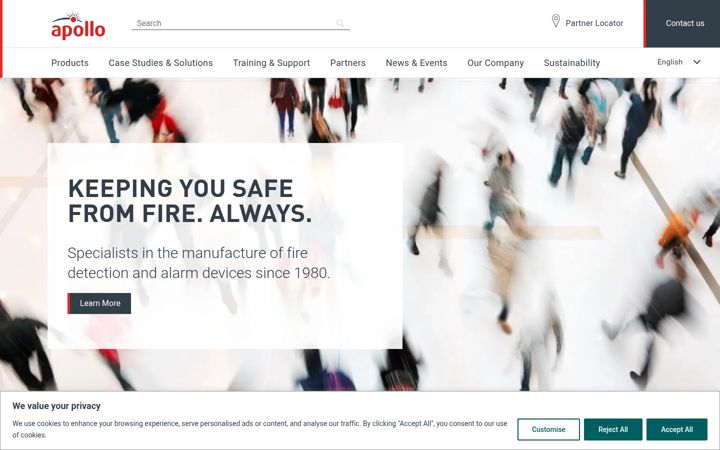 Screenshot of apollo-fire.co.uk
