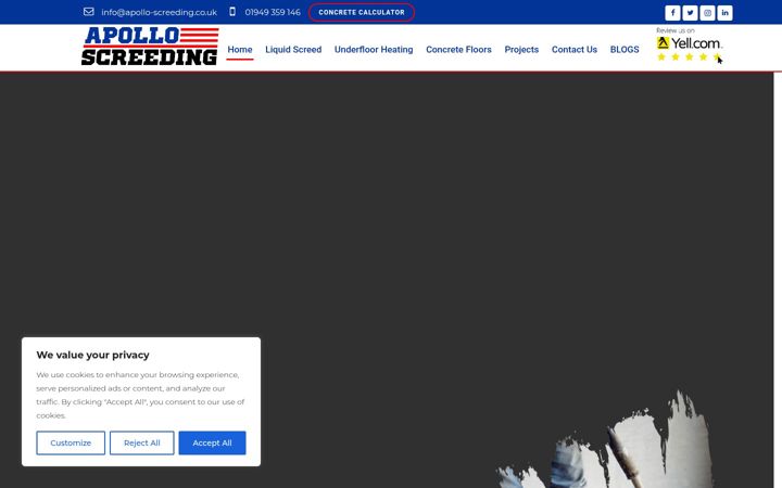 Screenshot of apollo-screeding.co.uk