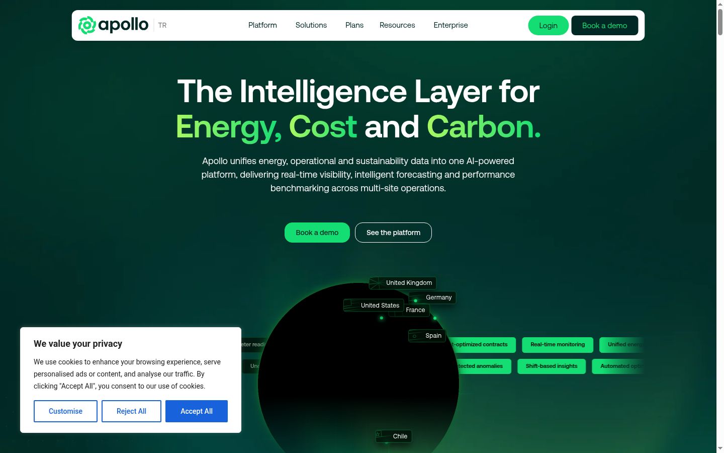Screenshot of the consent banner shown before any interaction