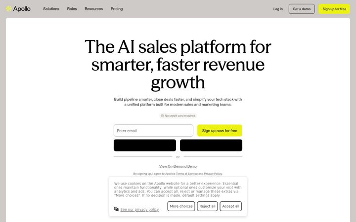 Screenshot van apollo.io