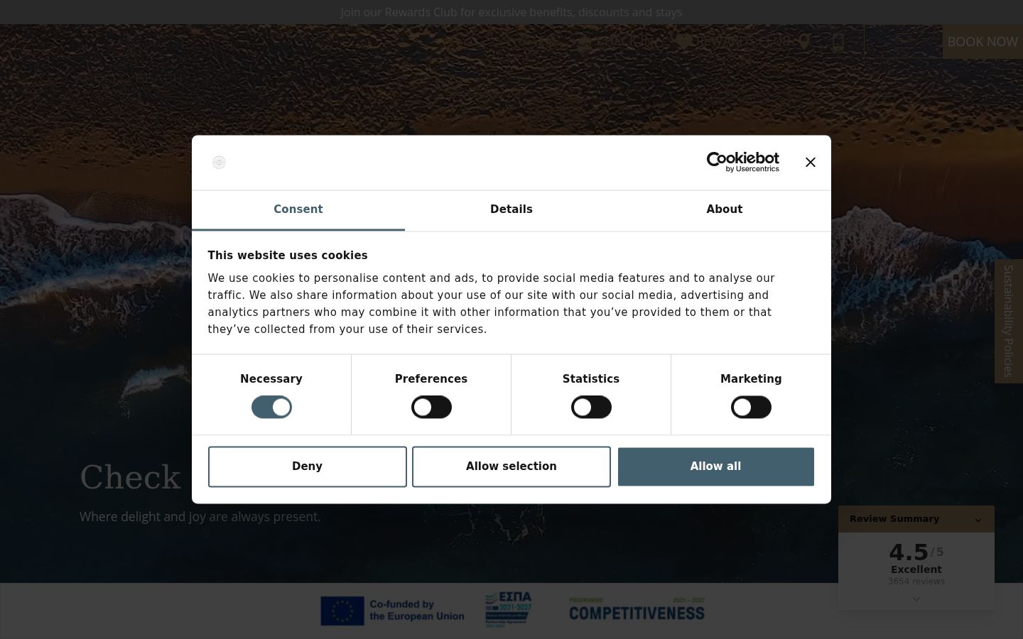 Screenshot of the consent banner shown before any interaction