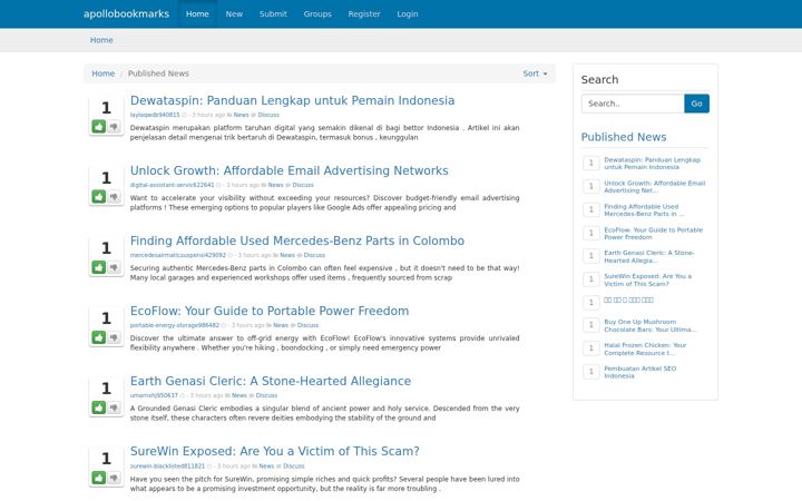 Screenshot of apollobookmarks.com
