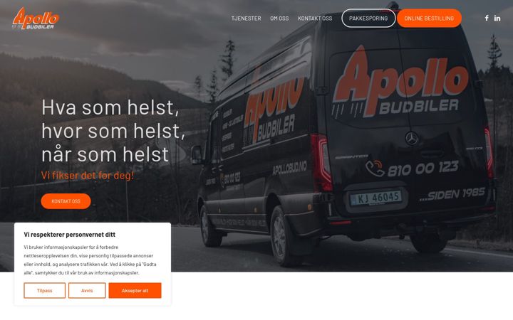 Screenshot of apollobud.no