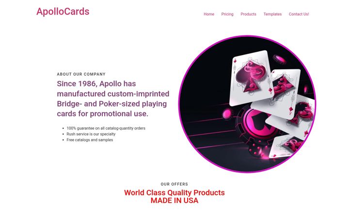 Екранна снимка на apollocards.com