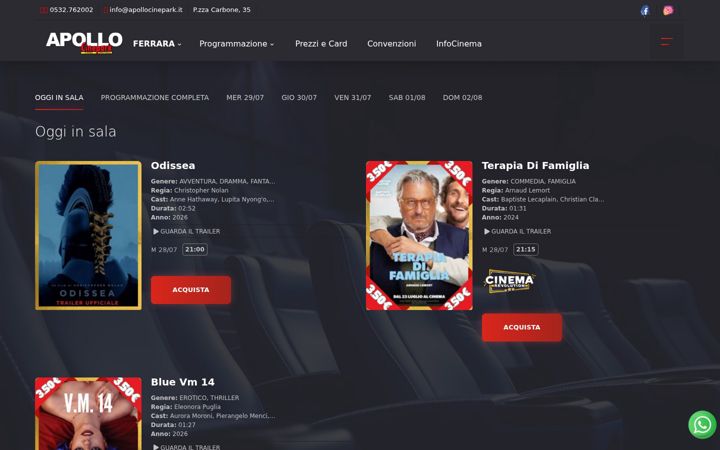 Screenshot of apollocinepark.it