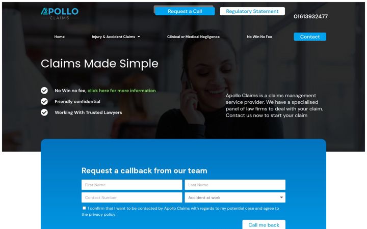 Screenshot of apolloclaims.co.uk