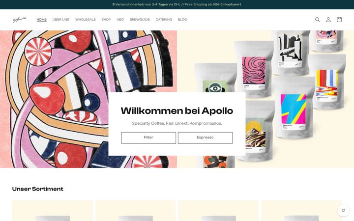 Screenshot of apollocoffee.co