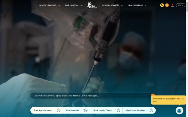 Screenshot of apollohospitals.com