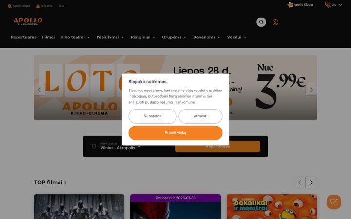 Screenshot of apollokinas.lt
